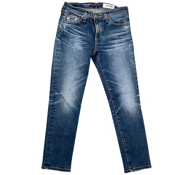 AG Adriano Goldschmied Jeans Womens 27R Blue Creased Prima Crop Cigarette Denim - Picture 1 of 11